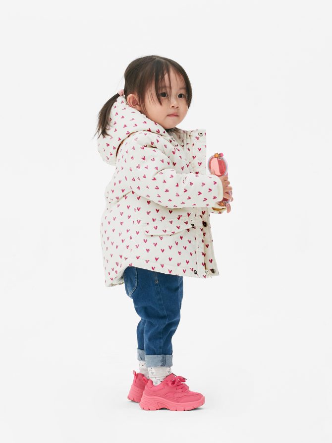 Heart Print Puffer Jacket