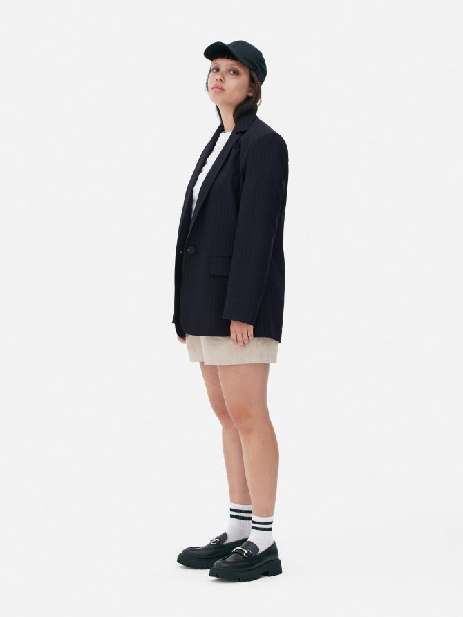 Striped Single-Breasted Blazer