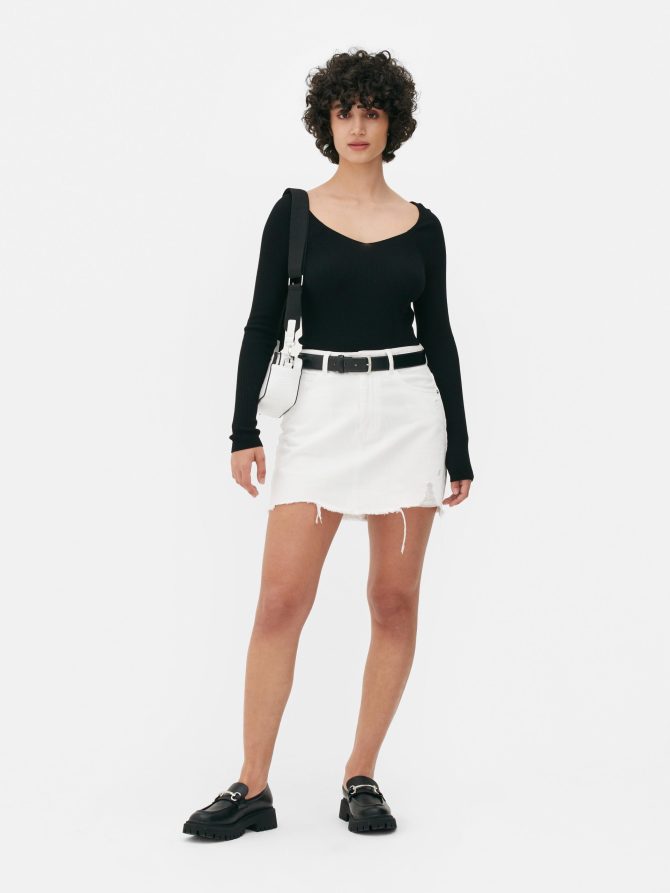 Ribbed V-Neck Top