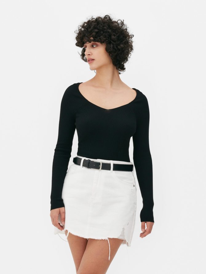 Ribbed V-Neck Top - Image 2