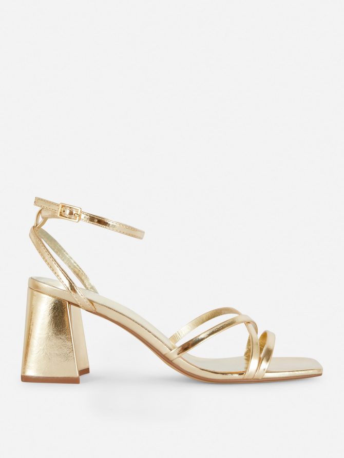Cross Strap Block Heel Sandals