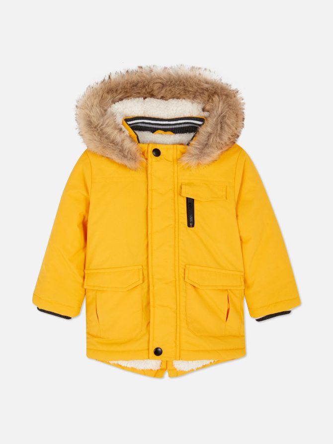 Faux Fur Trim Hooded Parka