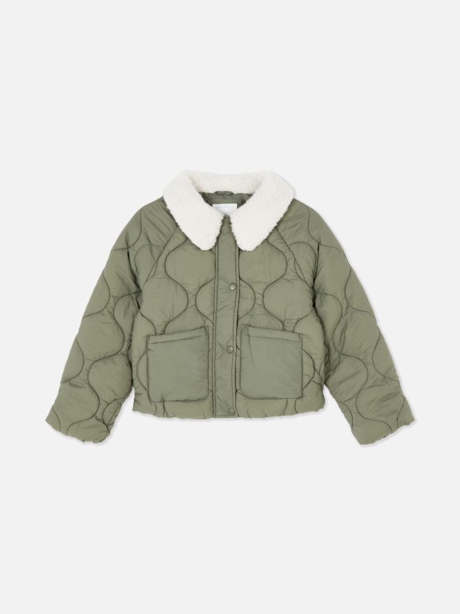 Quilted Fleece Collar Jacket
