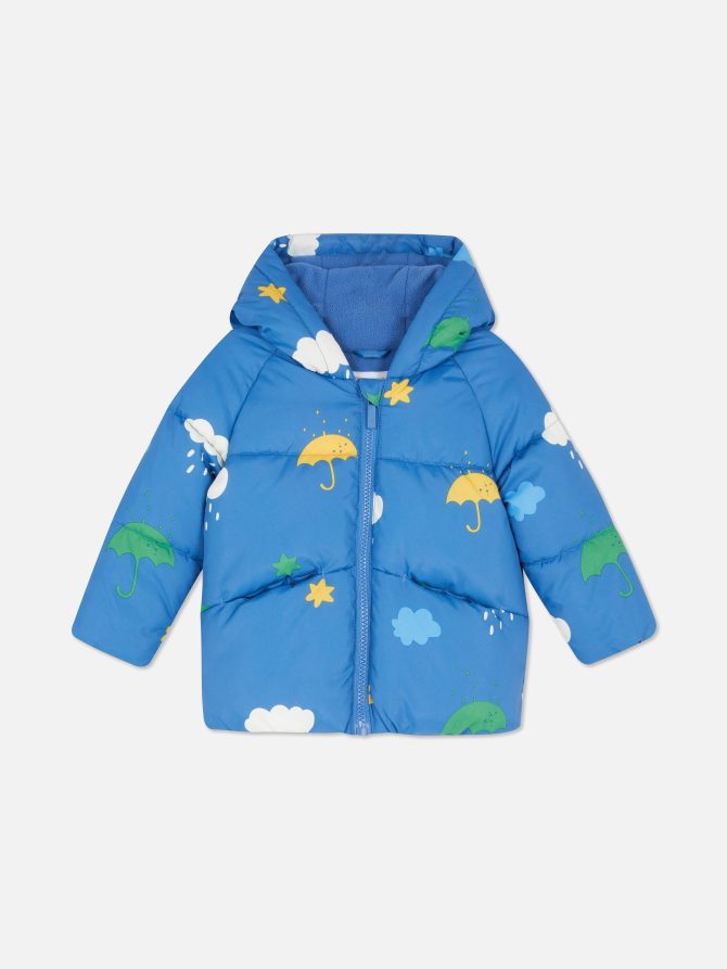 Graphic Print Hooded Puffer Jacket - Image 3