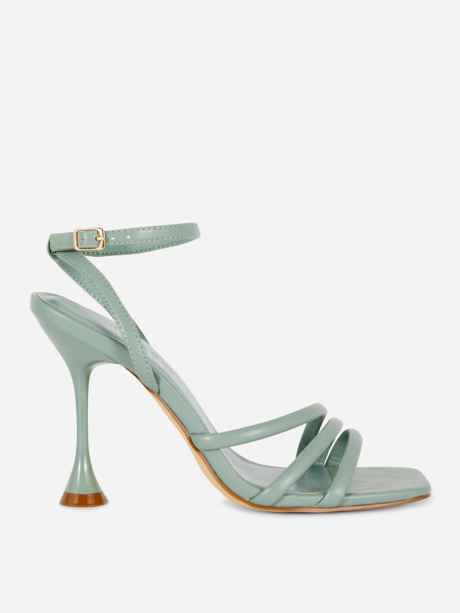 Asymmetric Strap Heeled Sandals