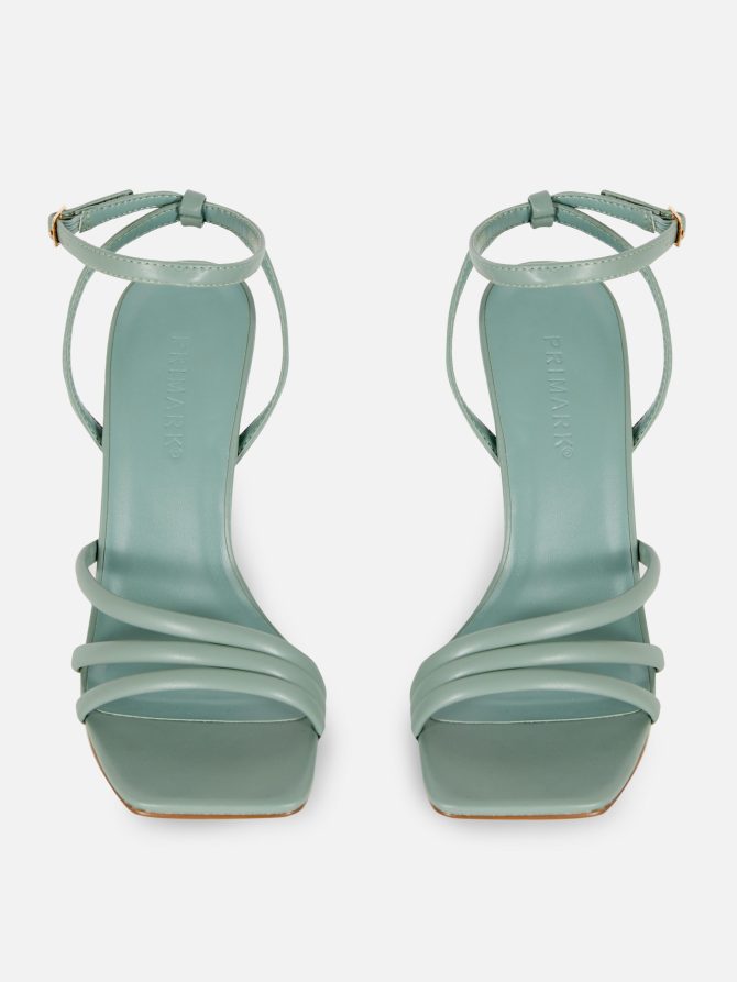 Asymmetric Strap Heeled Sandals - Image 2