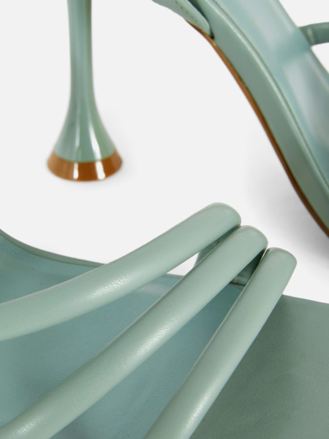 Asymmetric Strap Heeled Sandals - Image 5