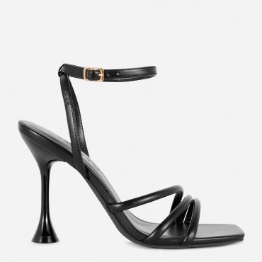 Asymmetric Strap Heeled Sandals