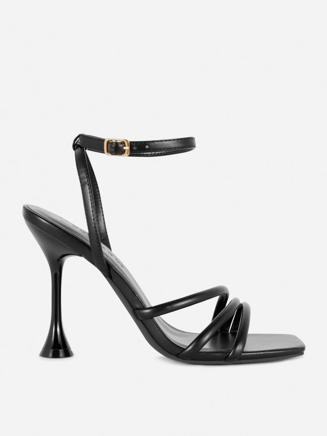 Asymmetric Strap Heeled Sandals