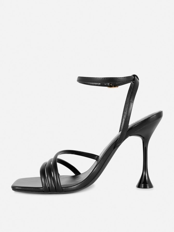 Asymmetric Strap Heeled Sandals - Image 4
