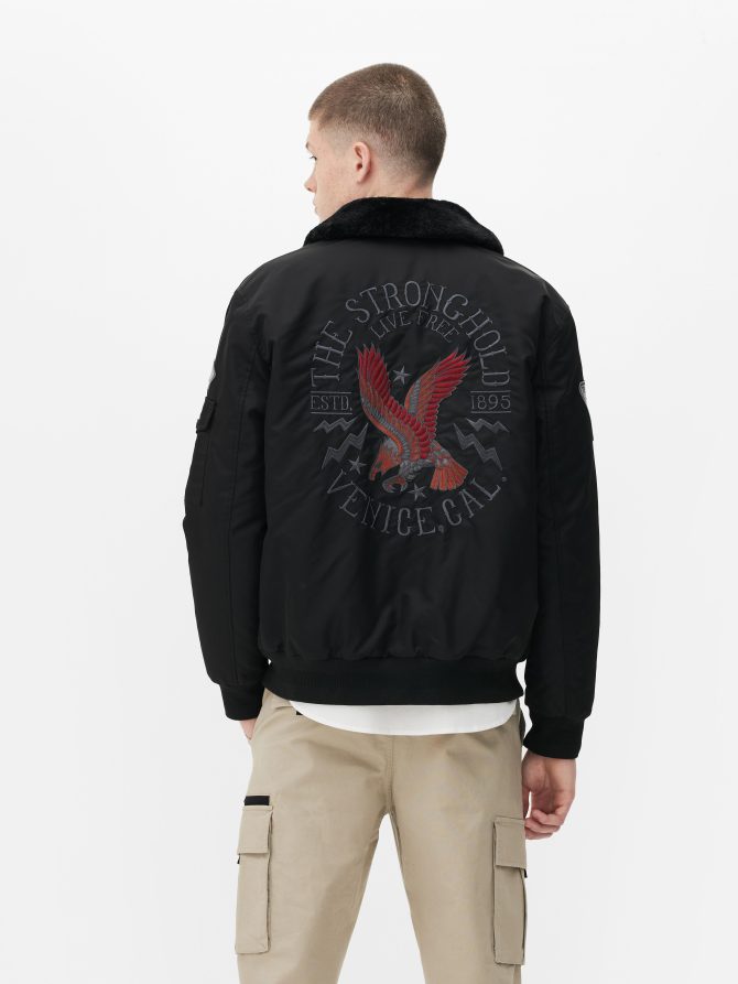 The Stronghold Fleece Collar Bomber Jacket - Image 4