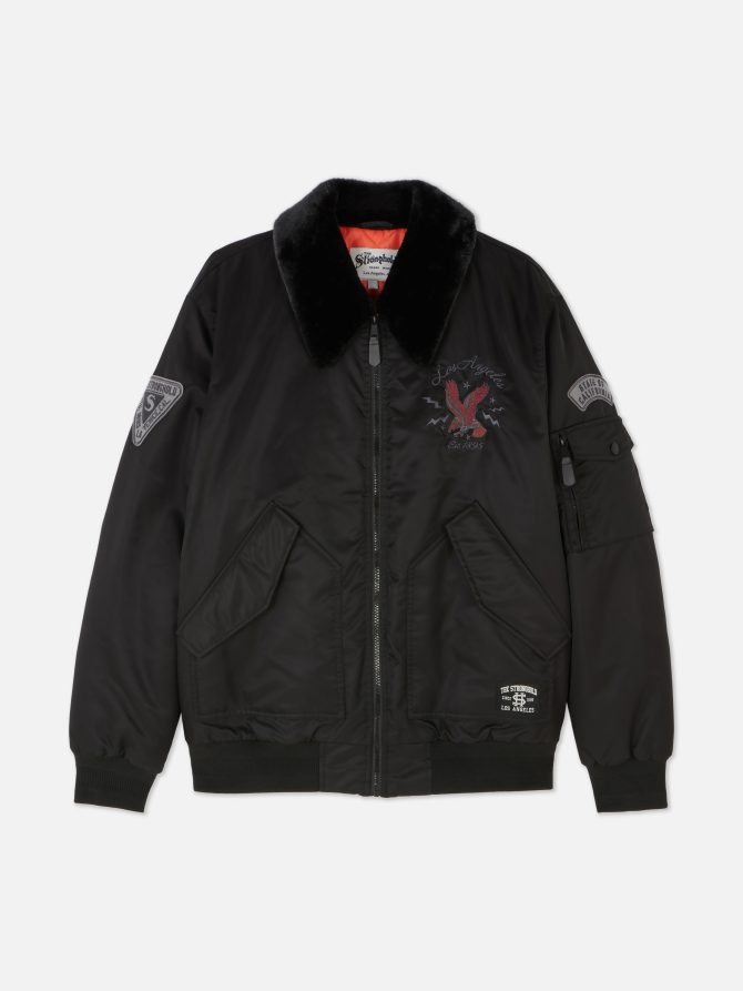 The Stronghold Fleece Collar Bomber Jacket - Image 5
