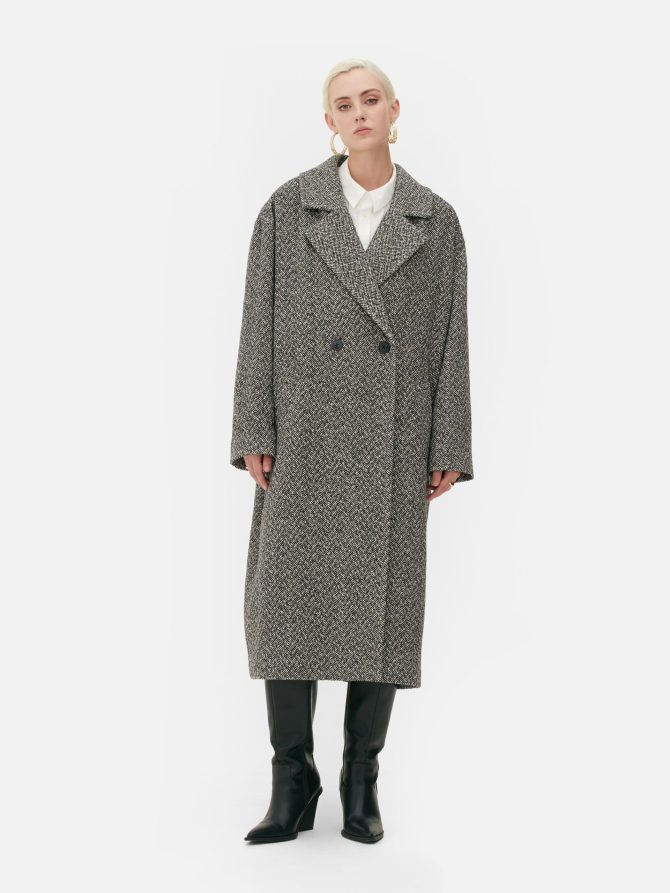 Rita Ora Herringbone Oversized Coat