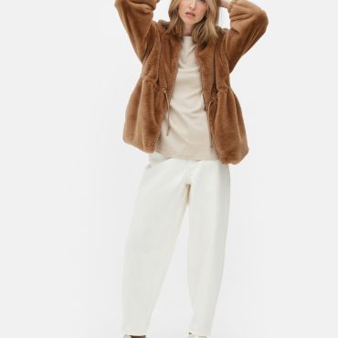 Faux Fur Funnel Coat