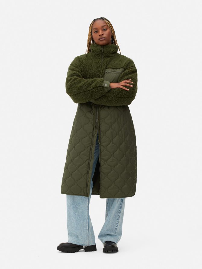 Quilted Fleece Coat - Image 2