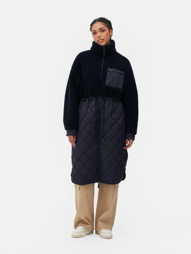 Quilted Fleece Coat - Image 2