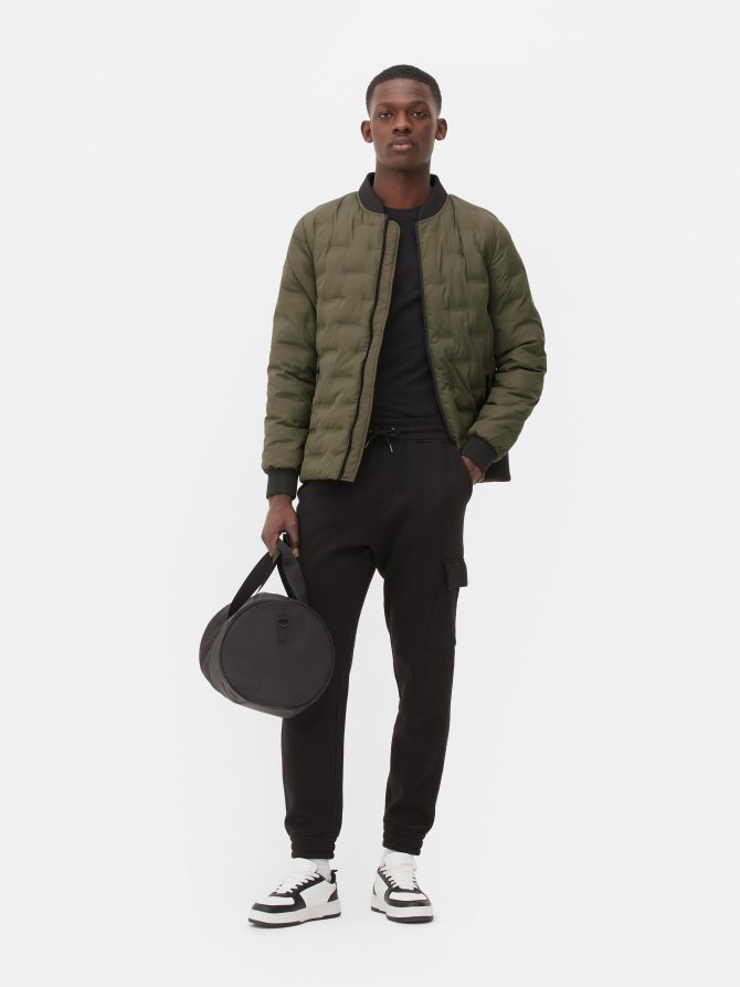 Geometric Quilted Bomber Jacket