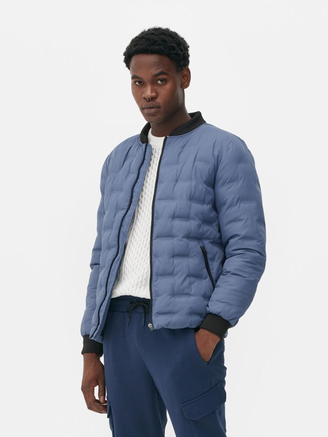 Geometric Quilted Bomber Jacket - Image 2