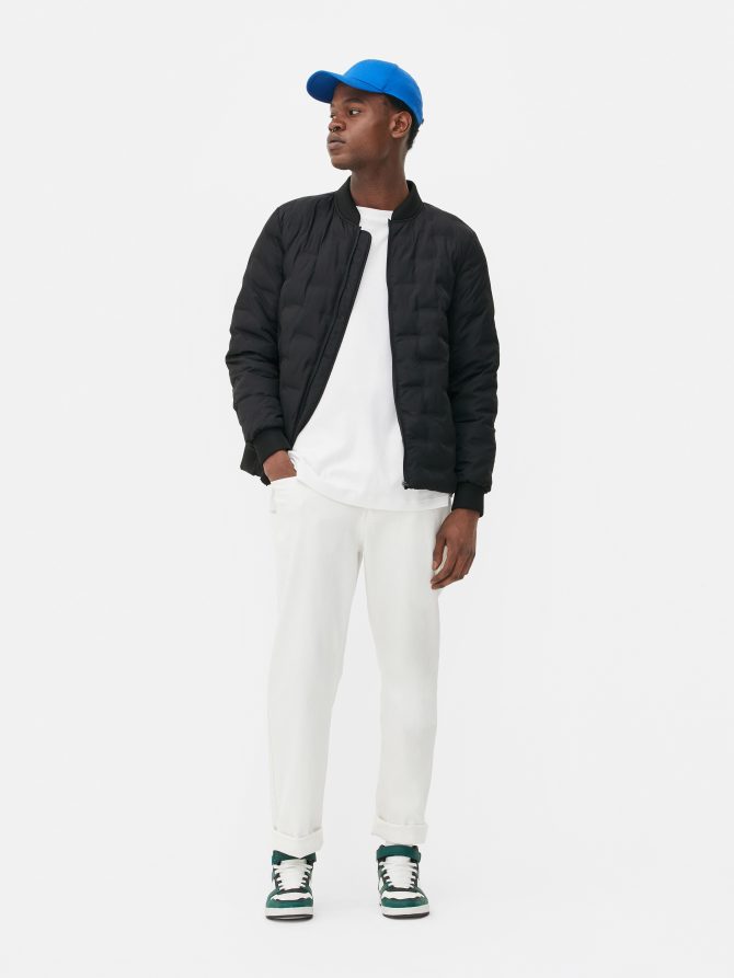 Geometric Quilted Bomber Jacket