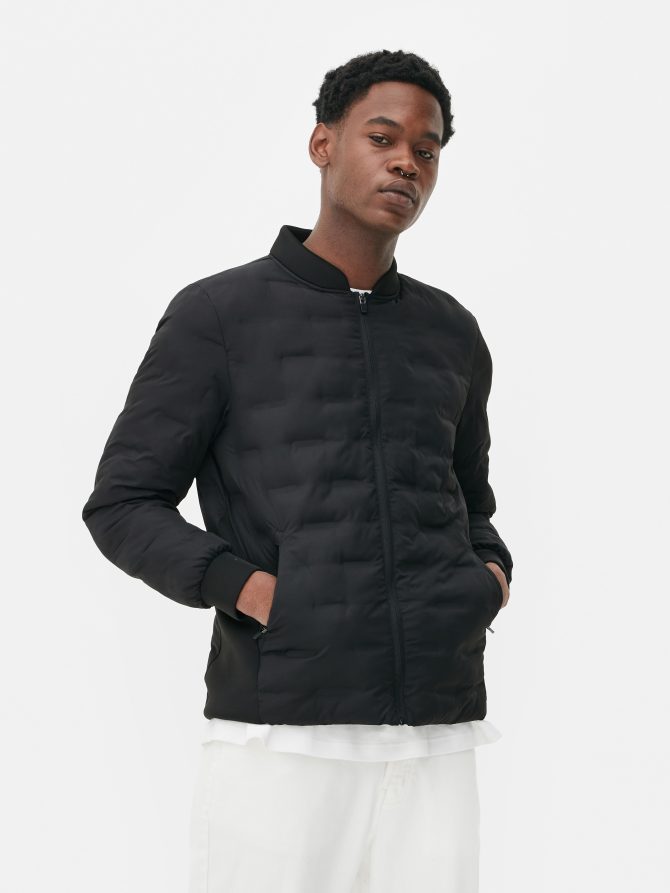 Geometric Quilted Bomber Jacket - Image 2