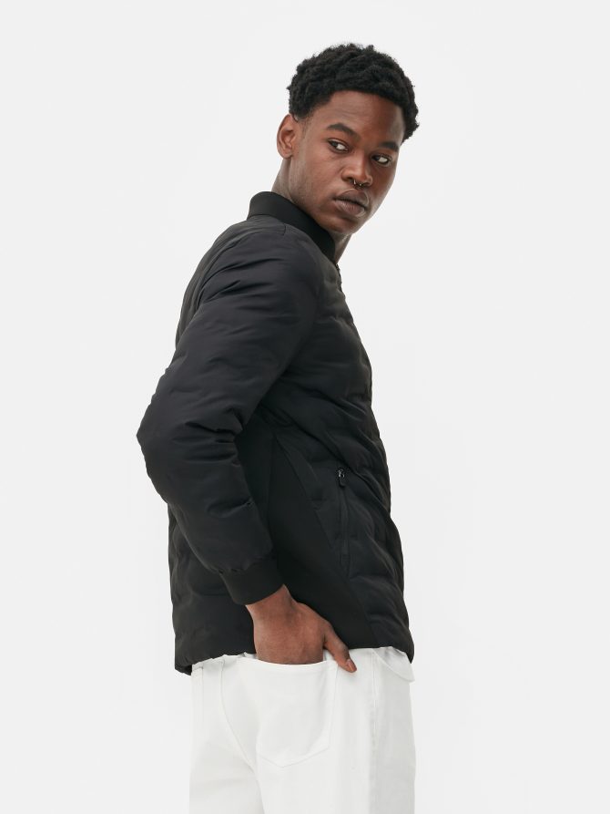 Geometric Quilted Bomber Jacket - Image 4