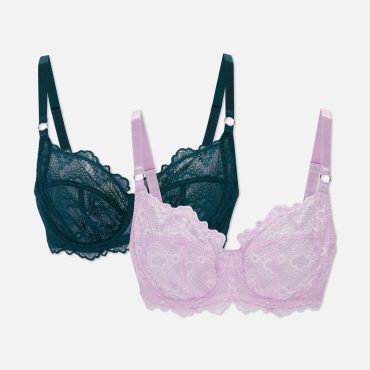 2-Pack D-G Non-Padded Lace Full Cup Bras