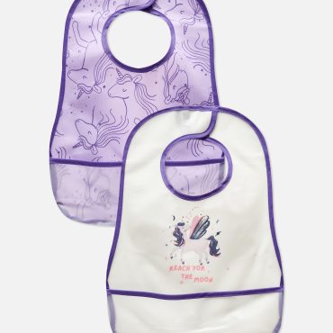 2-Pack Unicorn Pocket Front Bibs