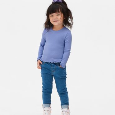 Ribbed Lettuce Trim T-Shirt