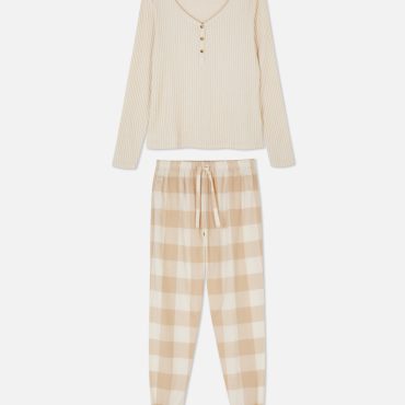 Check Bottom Long Sleeve Pajamas