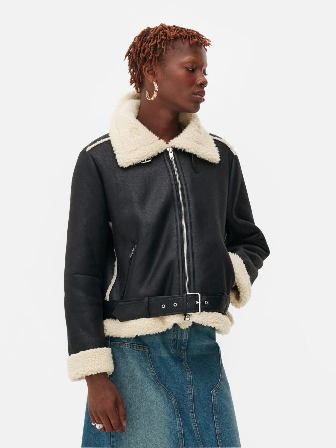 Rita Ora Fleece Lined Faux Leather Jacket