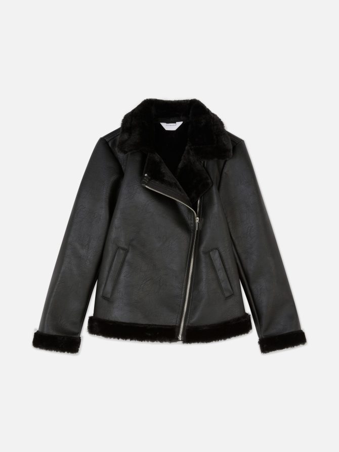 Faux Fur Lined Biker Jacket - Image 3
