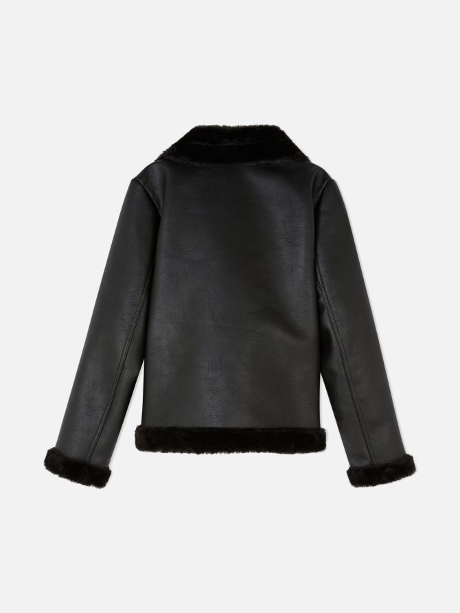 Faux Fur Lined Biker Jacket - Image 4