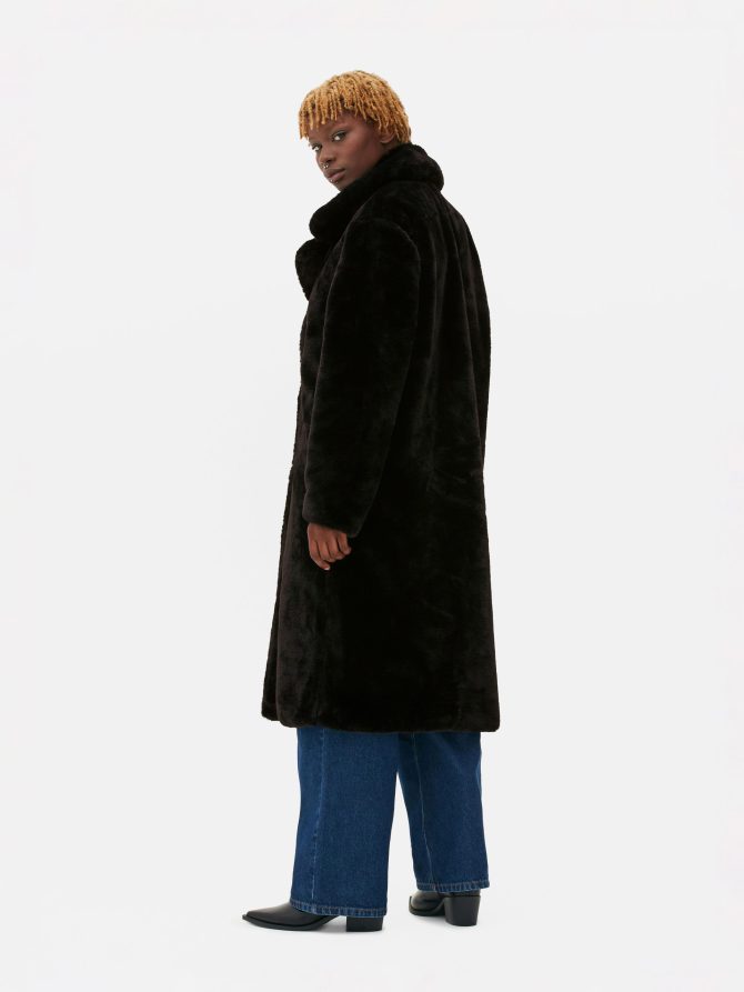 Longline Faux Fur Coat - Image 4