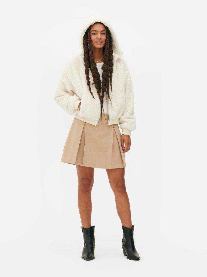 Faux Fur Zip Through Hoodie