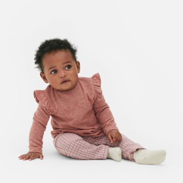 Long Sleeve Top and Checked Pants Set