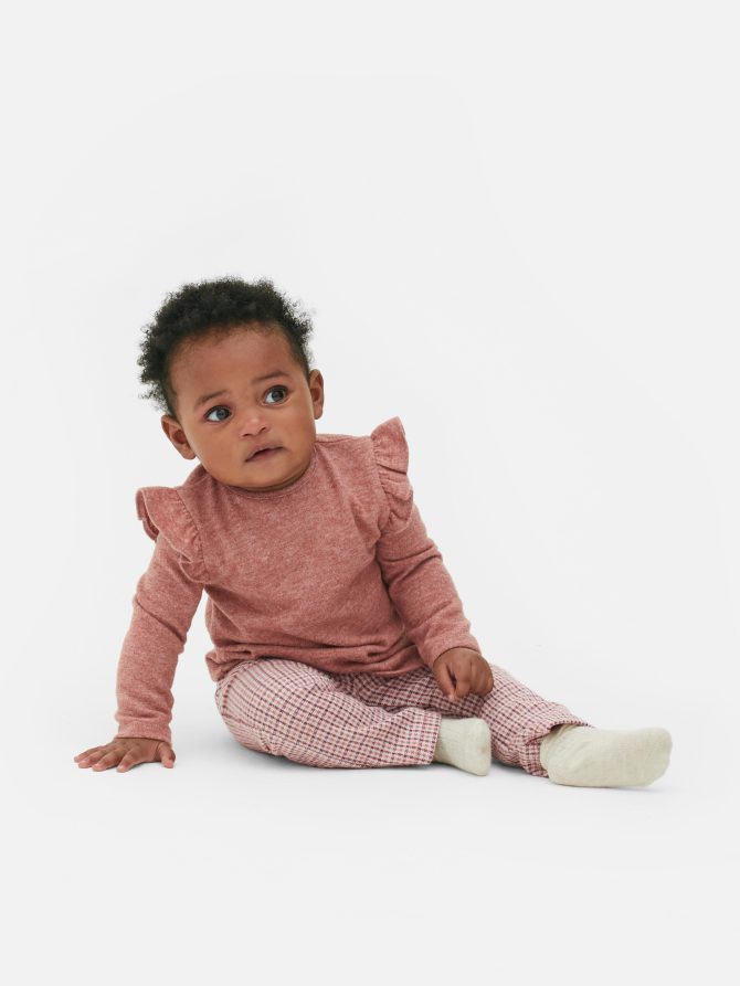 Long Sleeve Top and Checked Pants Set