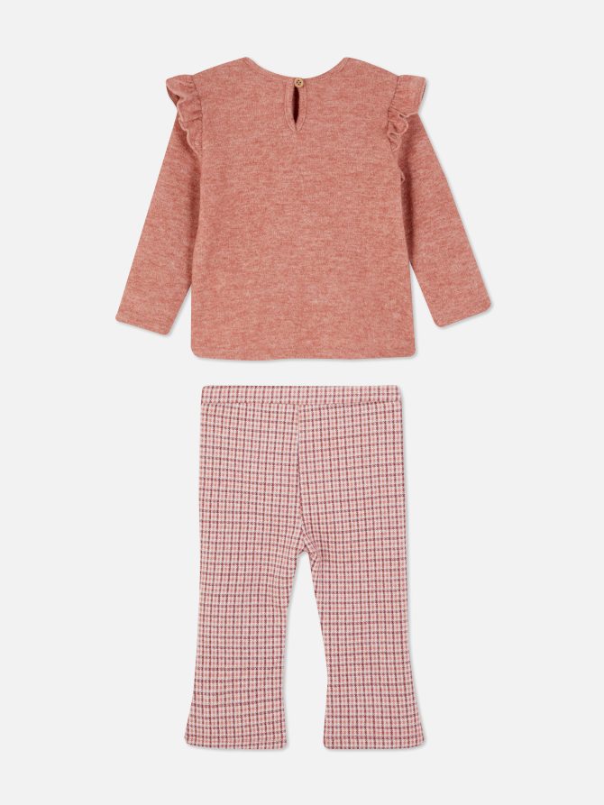 Long Sleeve Top and Checked Pants Set - Image 4