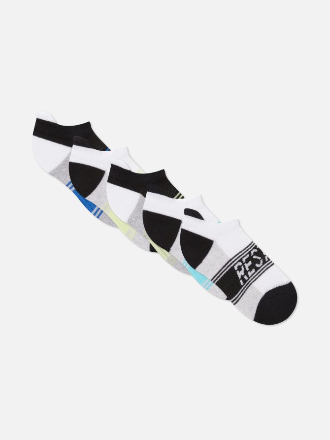 5-Pack Sports Slogan Sneaker Socks