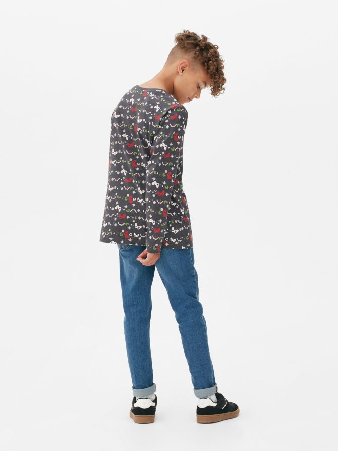 Patterned Long Sleeve T-shirt - Image 2