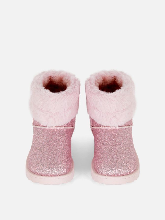 Faux Fur Trim Glitter Boots - Image 2