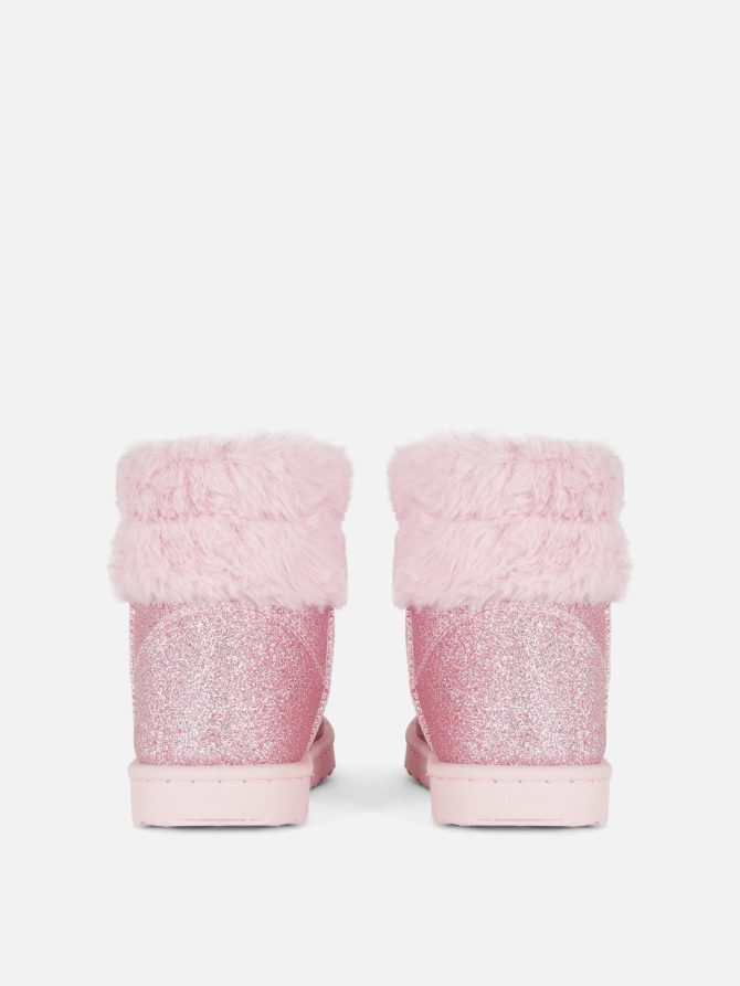 Faux Fur Trim Glitter Boots - Image 3