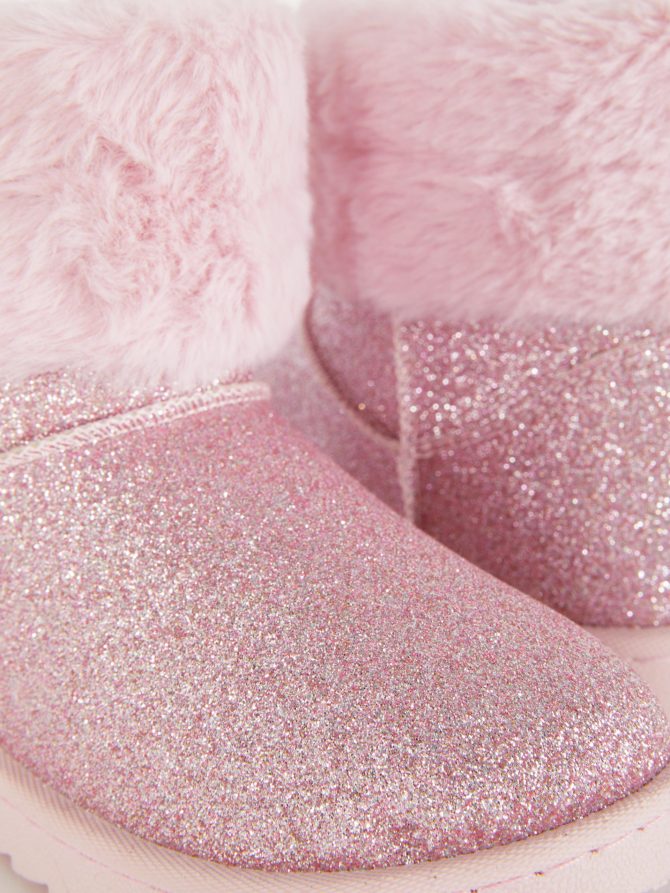 Faux Fur Trim Glitter Boots - Image 5
