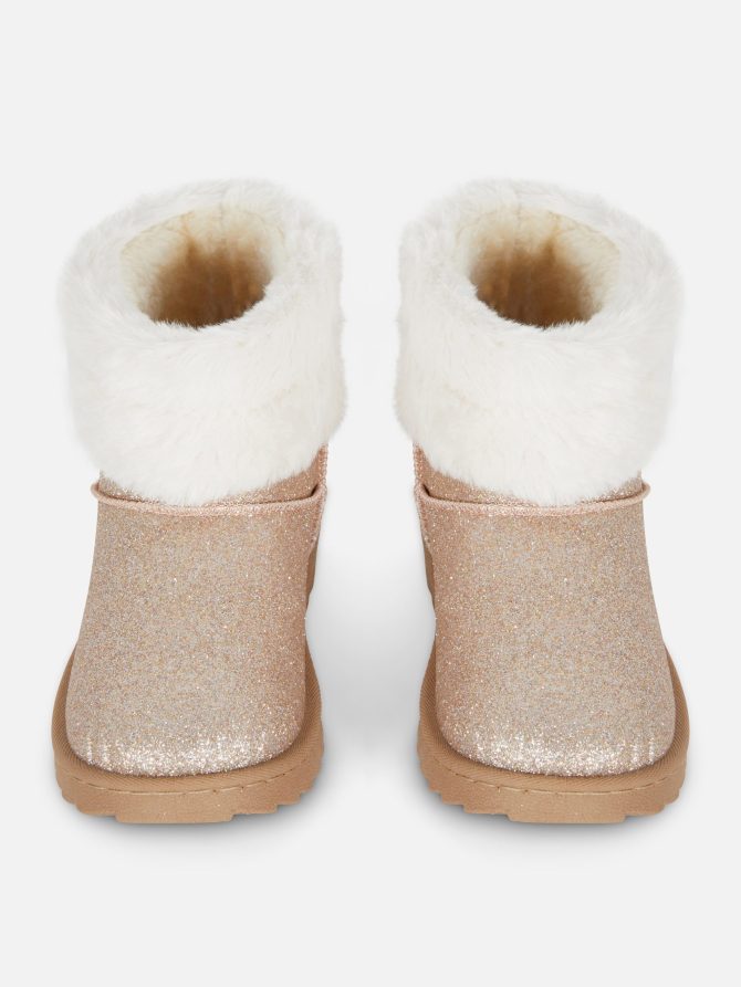 Faux Fur Trim Glitter Boots - Image 2