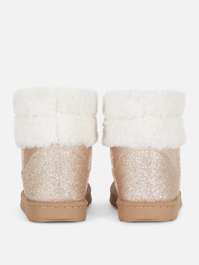 Faux Fur Trim Glitter Boots - Image 3