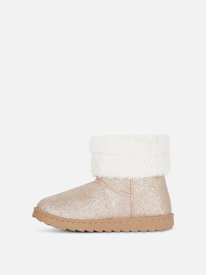 Faux Fur Trim Glitter Boots - Image 4
