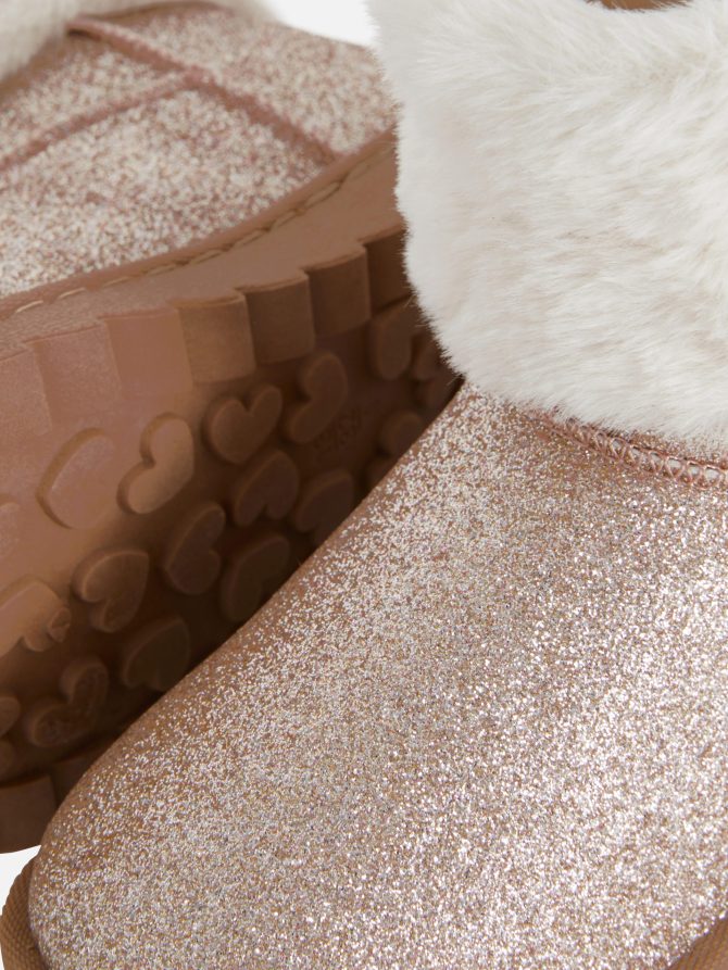 Faux Fur Trim Glitter Boots - Image 5