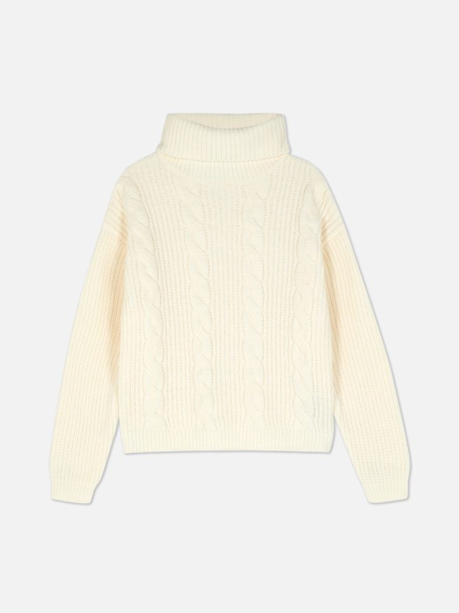 Roll Neck Cable Knit Sweater