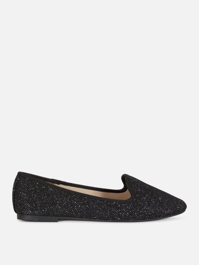Wide Fit Glitter Flat Pumps