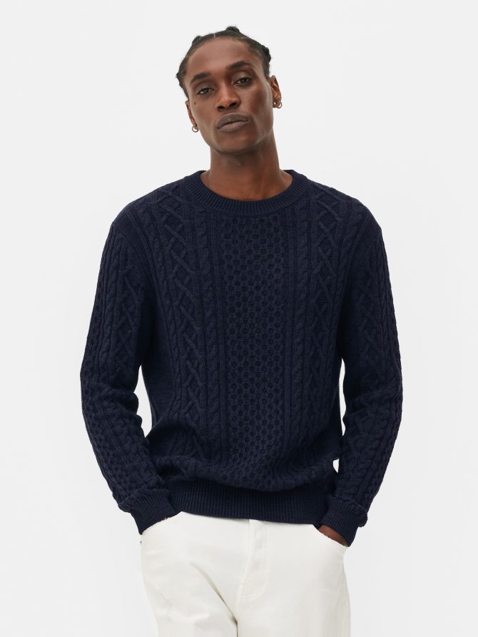 Cable Knit Panel Sweater - Image 2