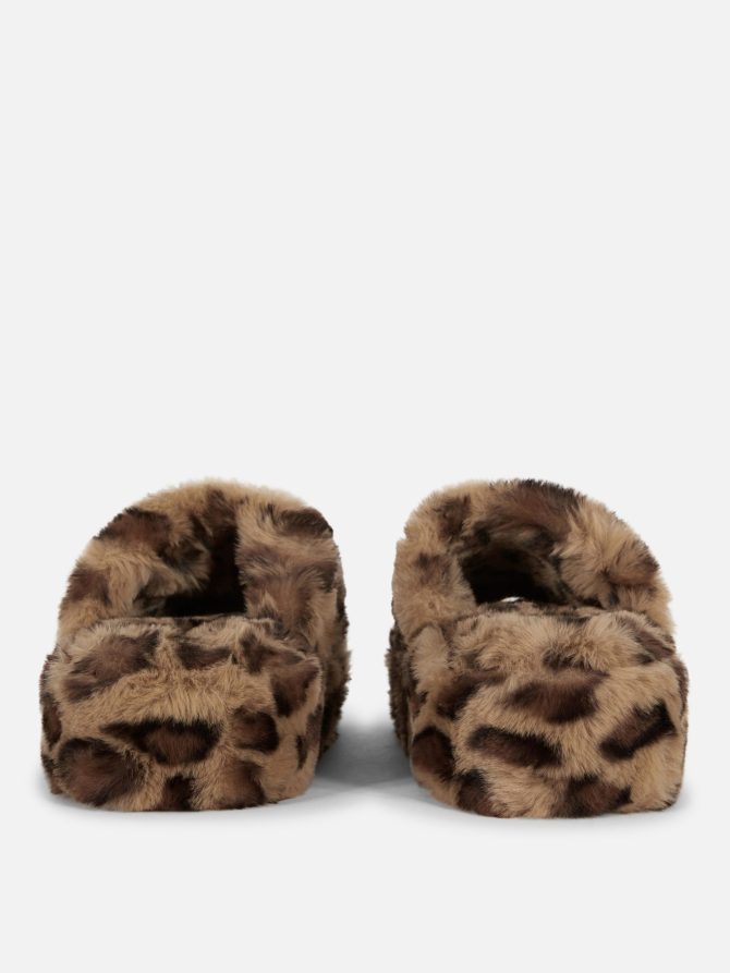 Faux Fur Platform Mule Slippers - Image 3